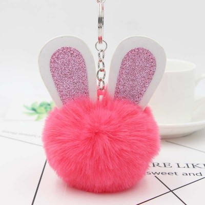 Rabbit Fur Ball Keychain