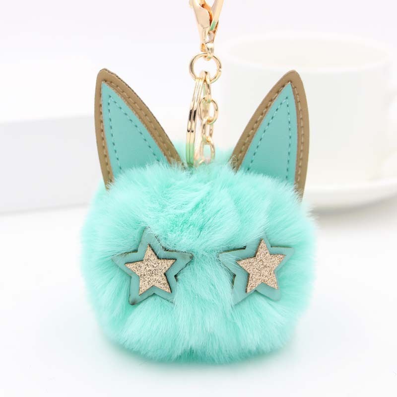 Cat Head Fur Ball Keychain