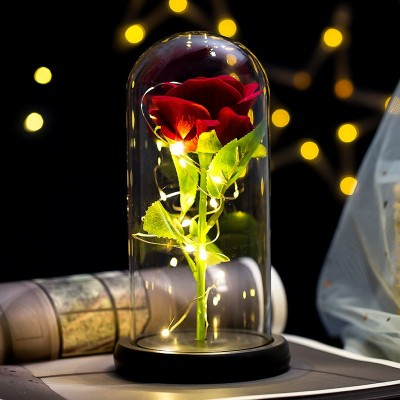 Light up online rose in glass