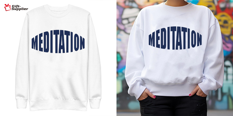 how to put your brand on COff shoulder Meditation sweater