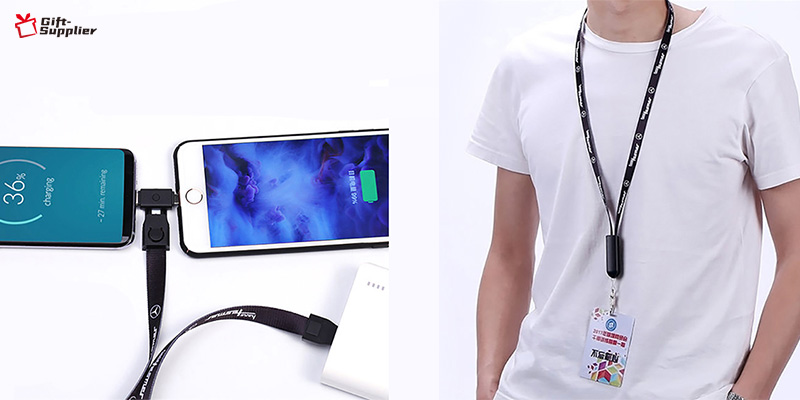 how to use charging cable lanyard with logo