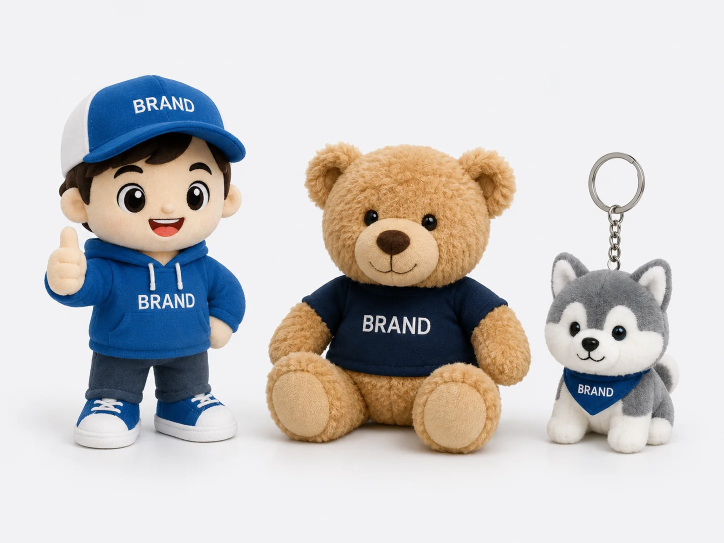 Custom mascot plush, stuffed animal and plush keychain