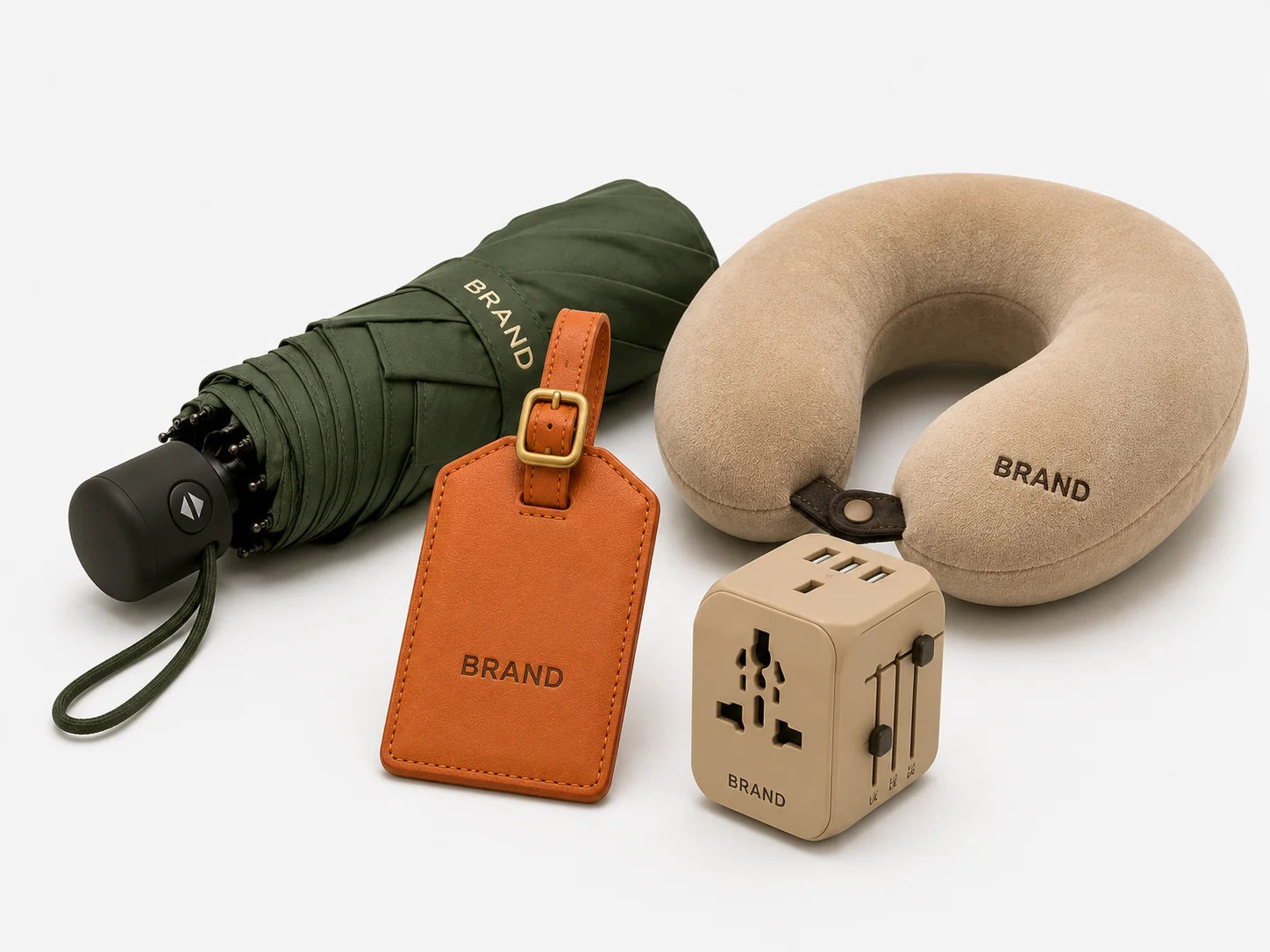 Custom umbrella, luggage tag and travel accessory