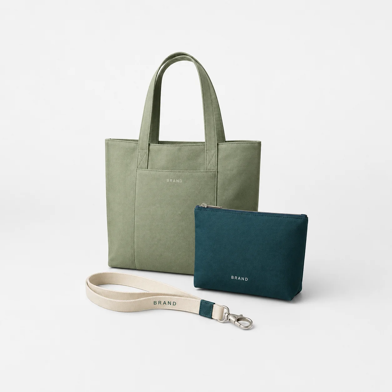 Custom rPET tote bag, zip pouch and promotional lanyard