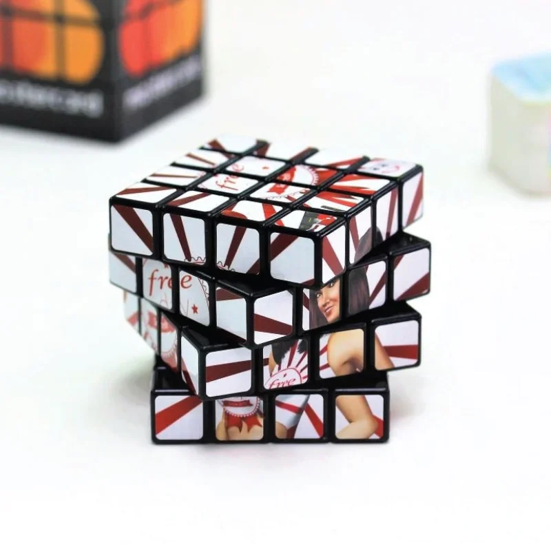 Close-up of 64mm ABS plastic tiles and smooth corner-cutting mechanism on a custom 4x4 rubiks cube