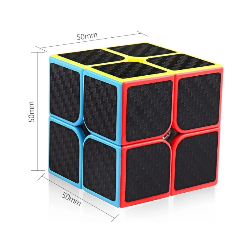 Dimension layout of a carbon fiber 2x2 cube showing standard 50mm pocket scale proportions