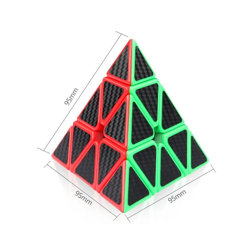 Collection set featuring a carbon fiber pyramid 3x3 alongside standard 2x2 and 3x3 speed cubes
