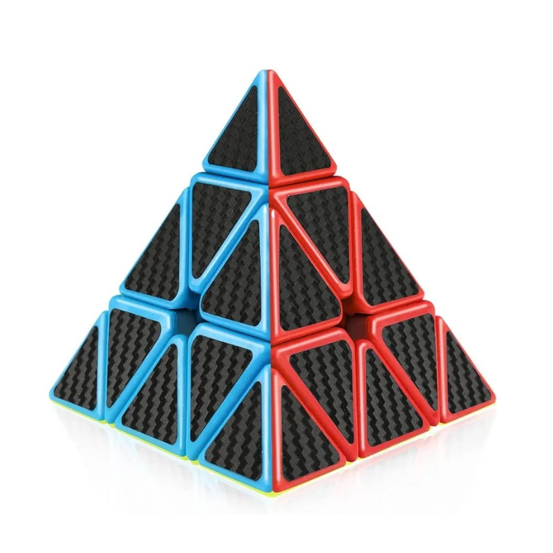 Exploded view of a carbon fiber pyramid 3x3 showing individual triangular pieces and core structure