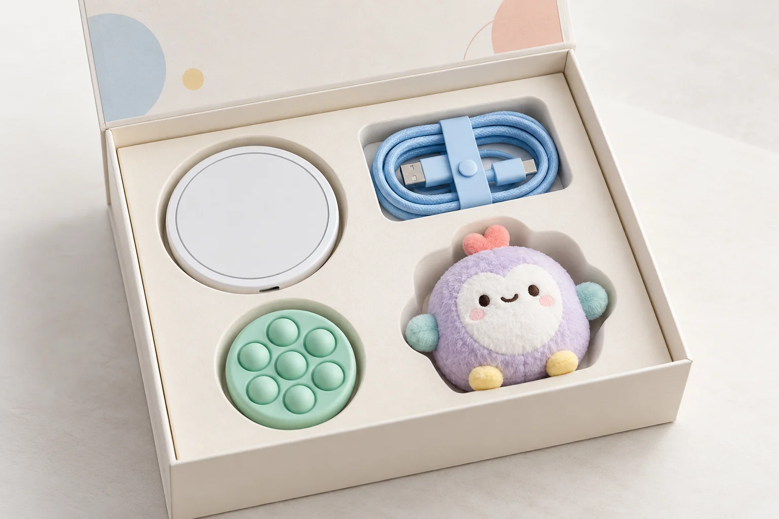 Corporate gift set with electronics, mobile accessories and fitted presentation packaging