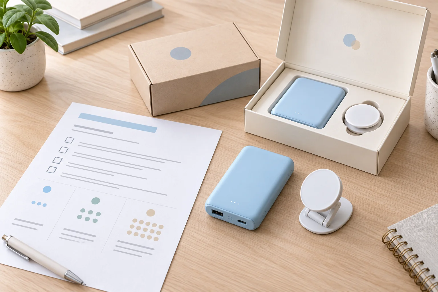 Corporate gift products with quantity and budget planning references