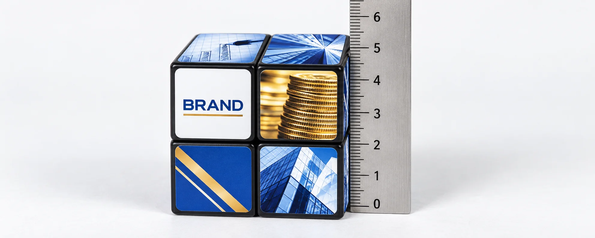 Custom puzzle cube measured at five centimeters