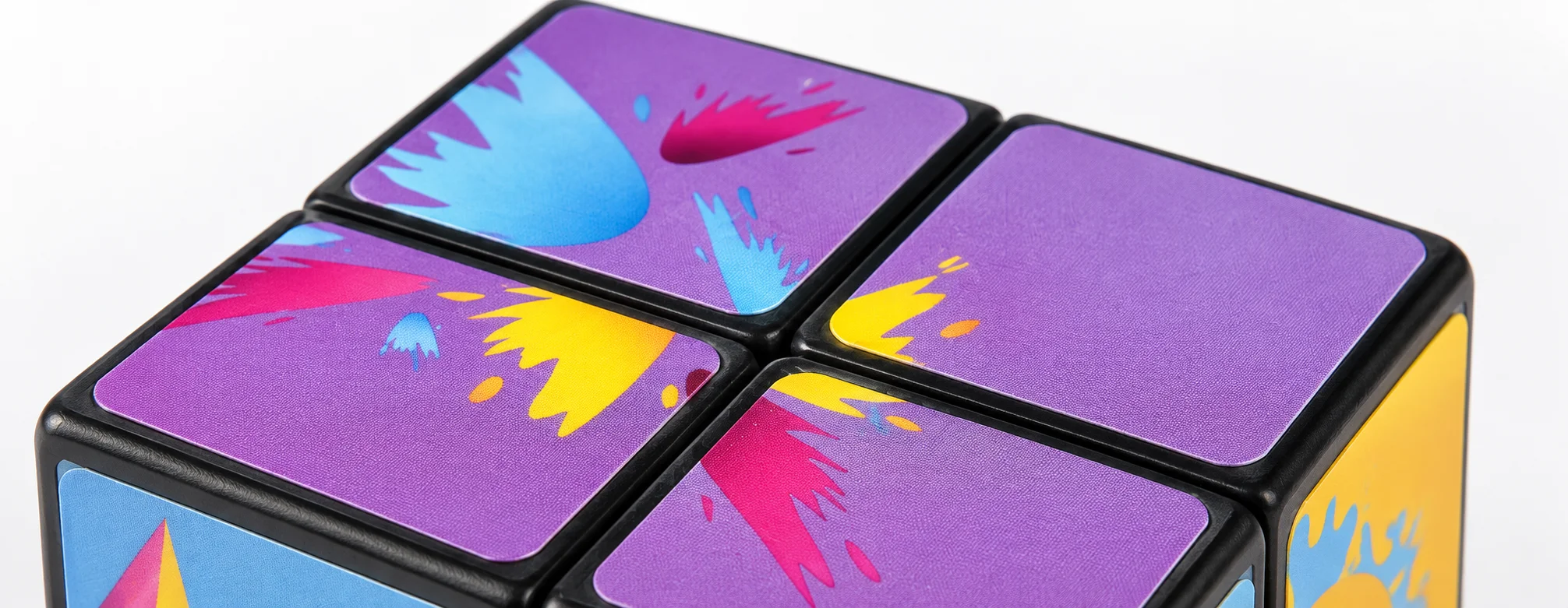 Full-color graphic detail on a custom puzzle cube