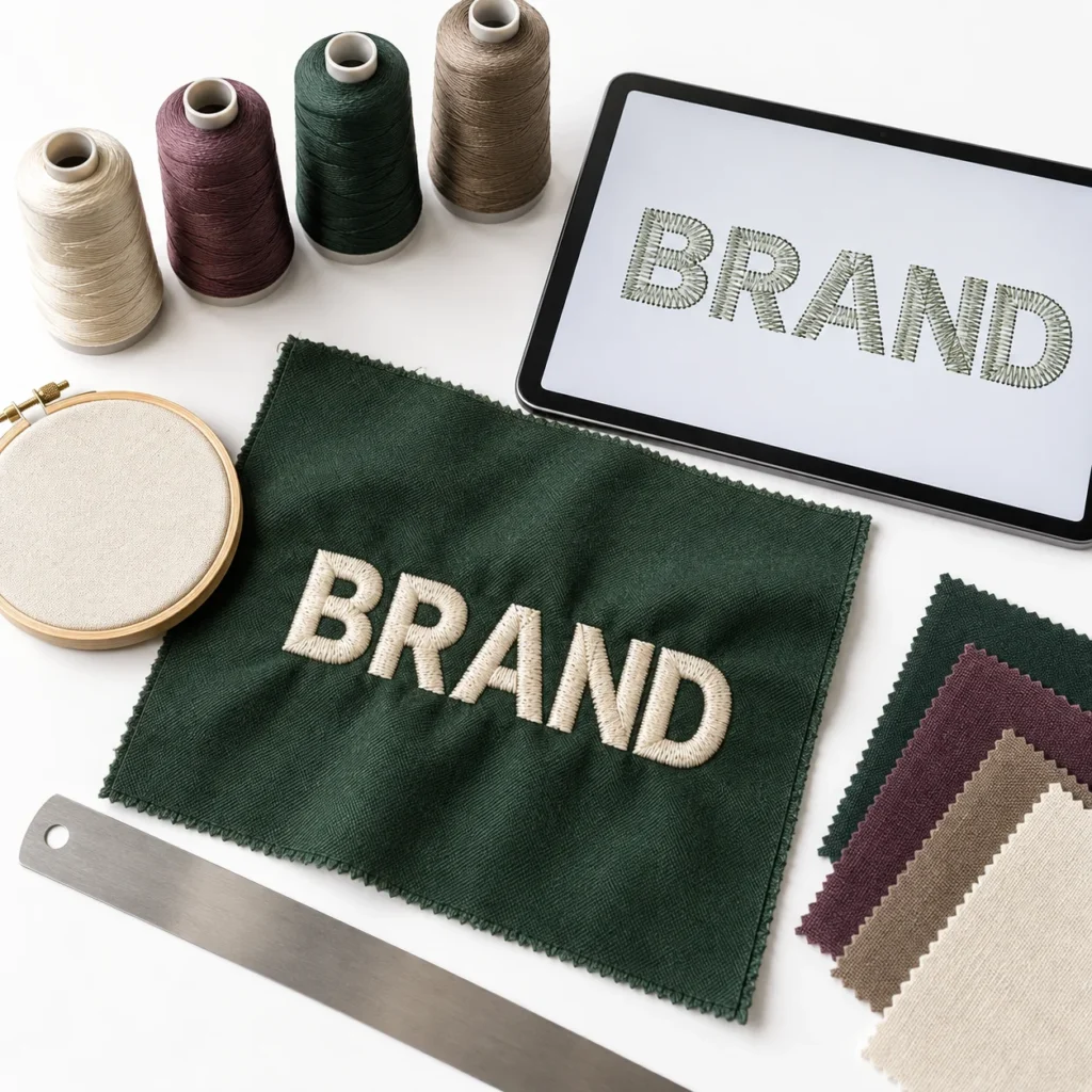 Embroidery artwork and thread color planning for promotional products