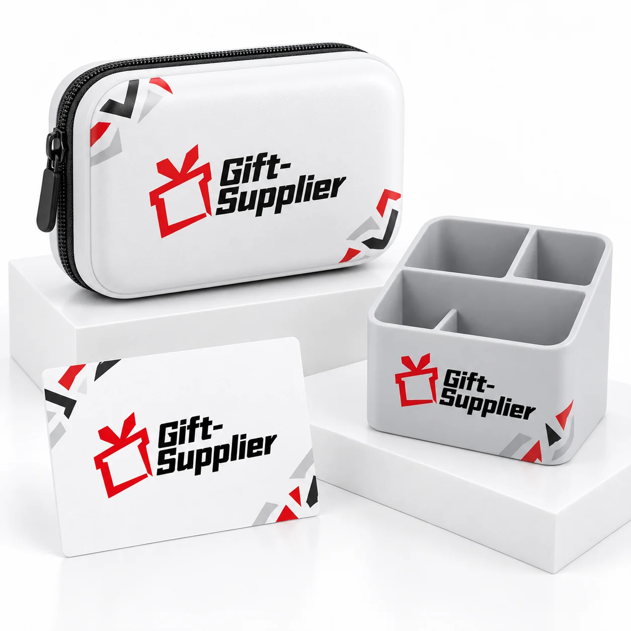 Gift Supplier logo digitally printed on promotional cases and desk accessories