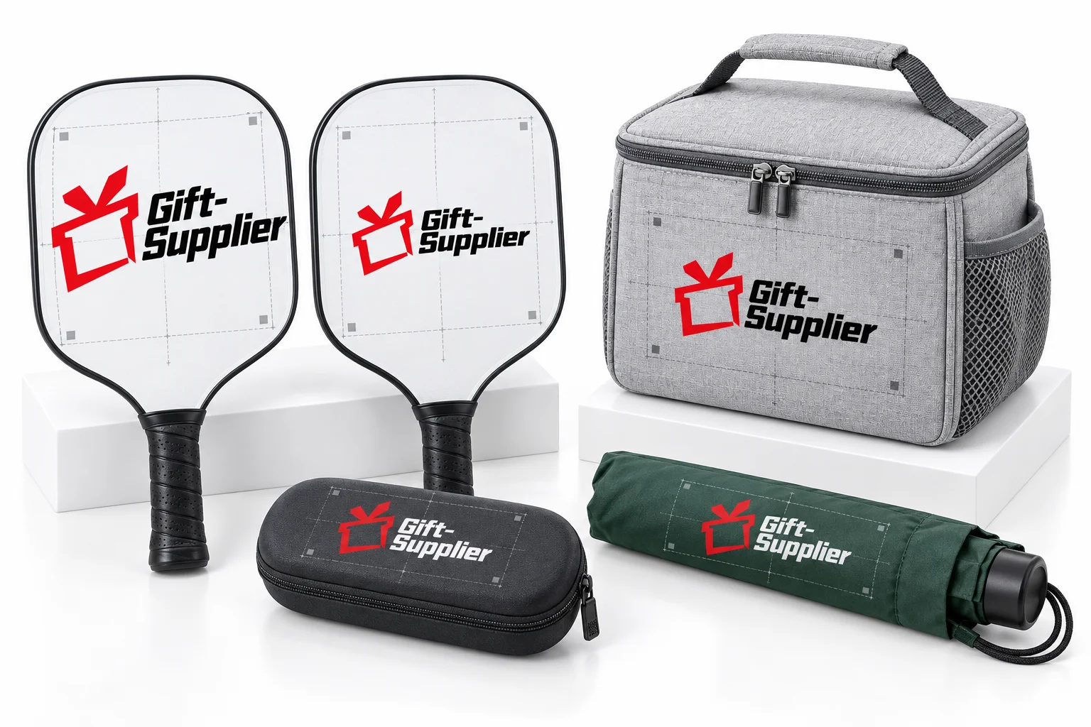 Gift Supplier logo size and print position compared across promotional products
