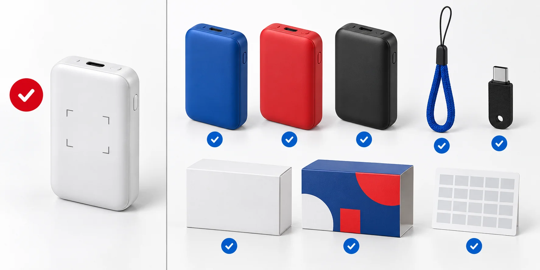 Low-MOQ project planning showing fixed product requirements and flexible color, packaging and component options