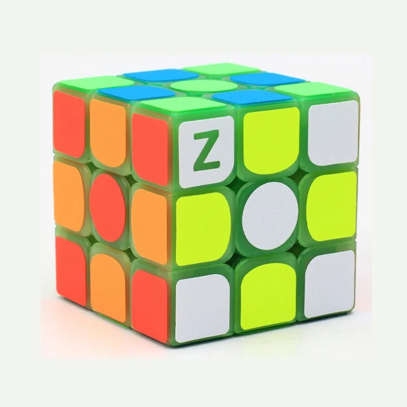 Luminous glow in the dark rubiks cube 3x3 shown glowing vividly in a dark room setting