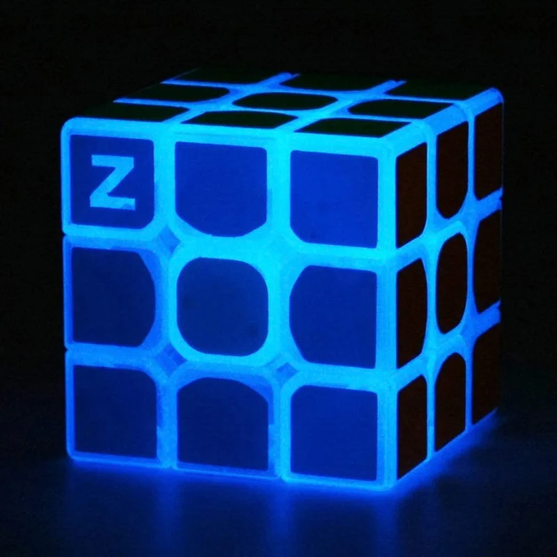 Luminous glow in the dark rubiks cube 3x3 displaying multi-side custom logo printing on face tiles