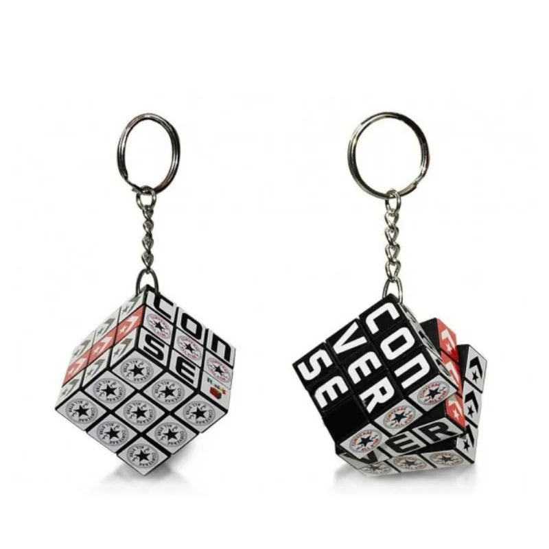 Close-up of durable ABS plastic tiles and turning mechanism on a custom mini rubiks cube keychain