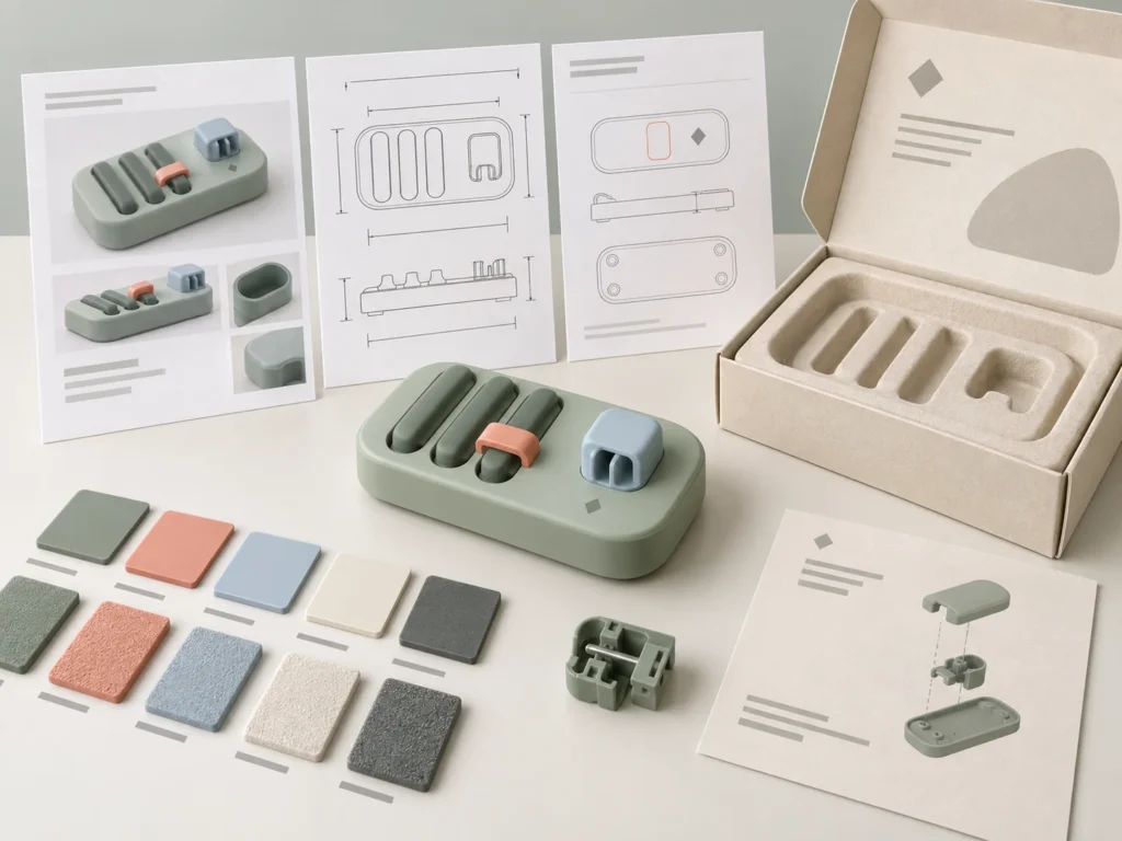 Approved promotional product sample specifications and packaging before production preparation