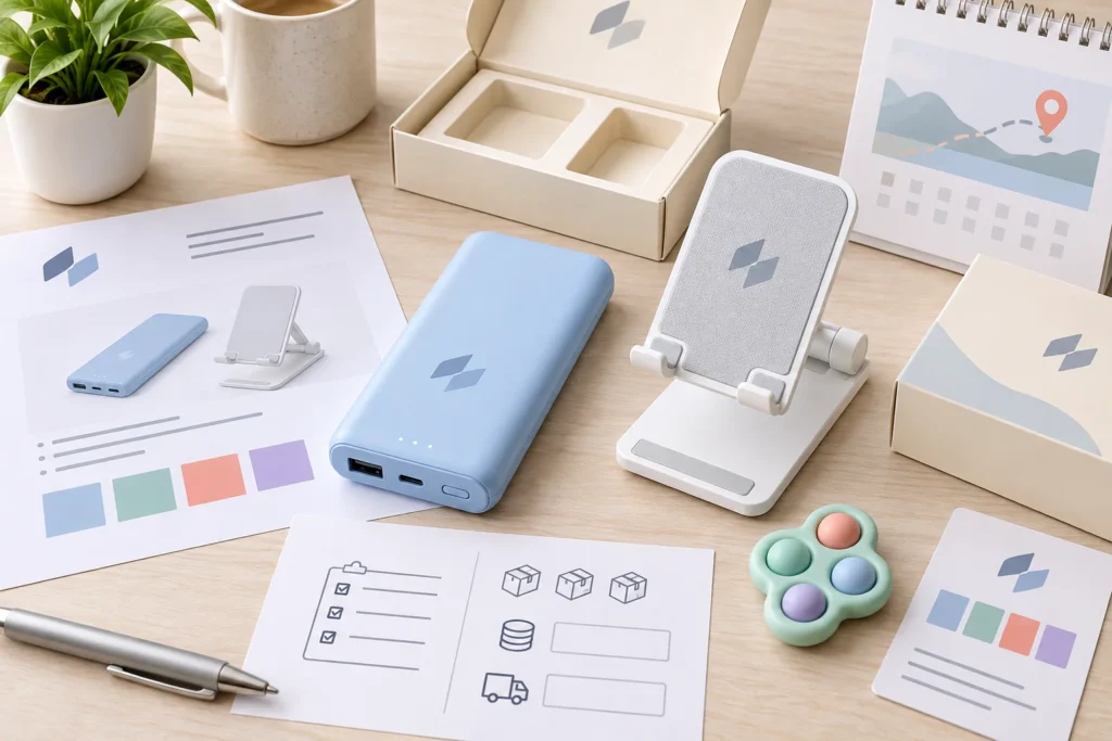 Promotional product buying checklist with product samples, quantity, budget, artwork, packaging and delivery requirements