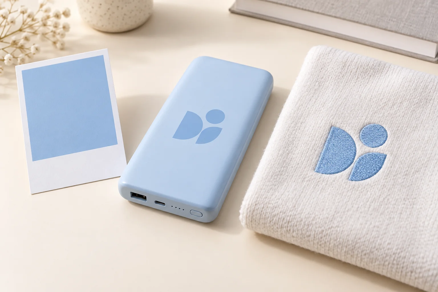 Pantone color reference compared across printed and embroidered promotional products