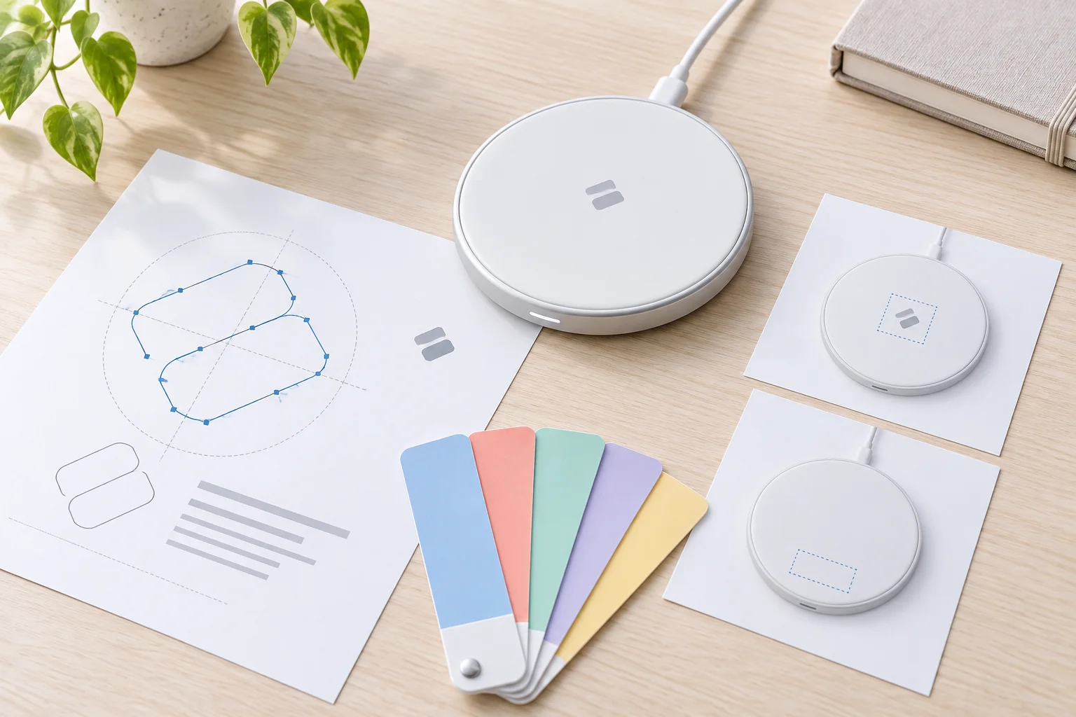 Promotional product with logo placement artwork and color references