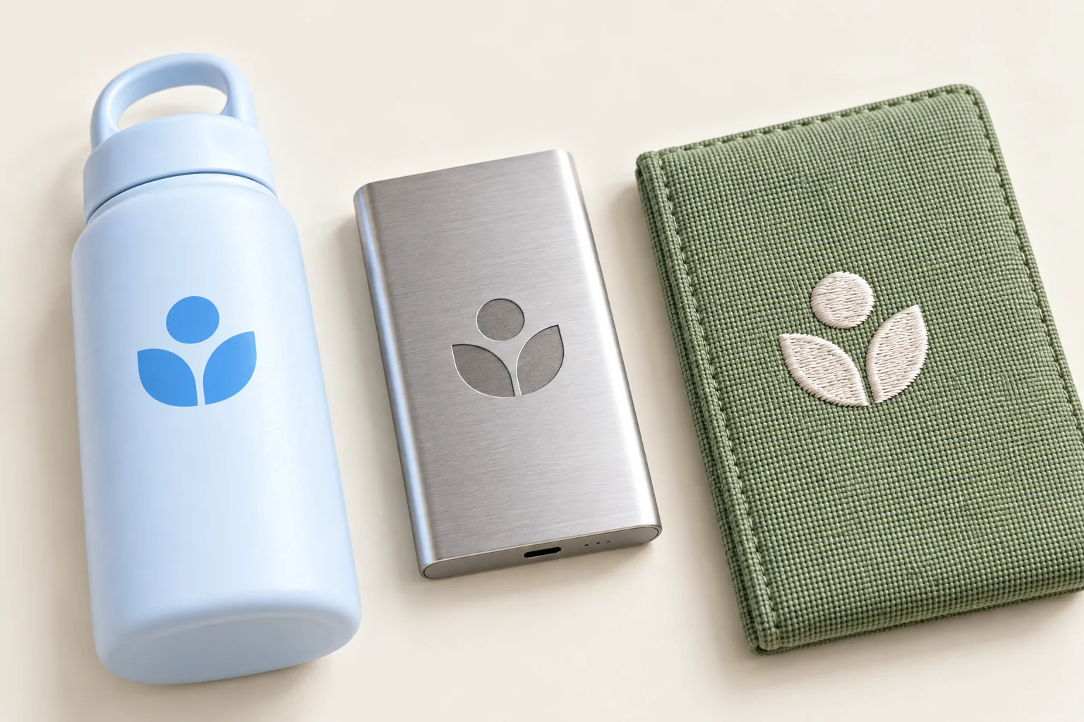 Printed, engraved and embroidered promotional product branding samples