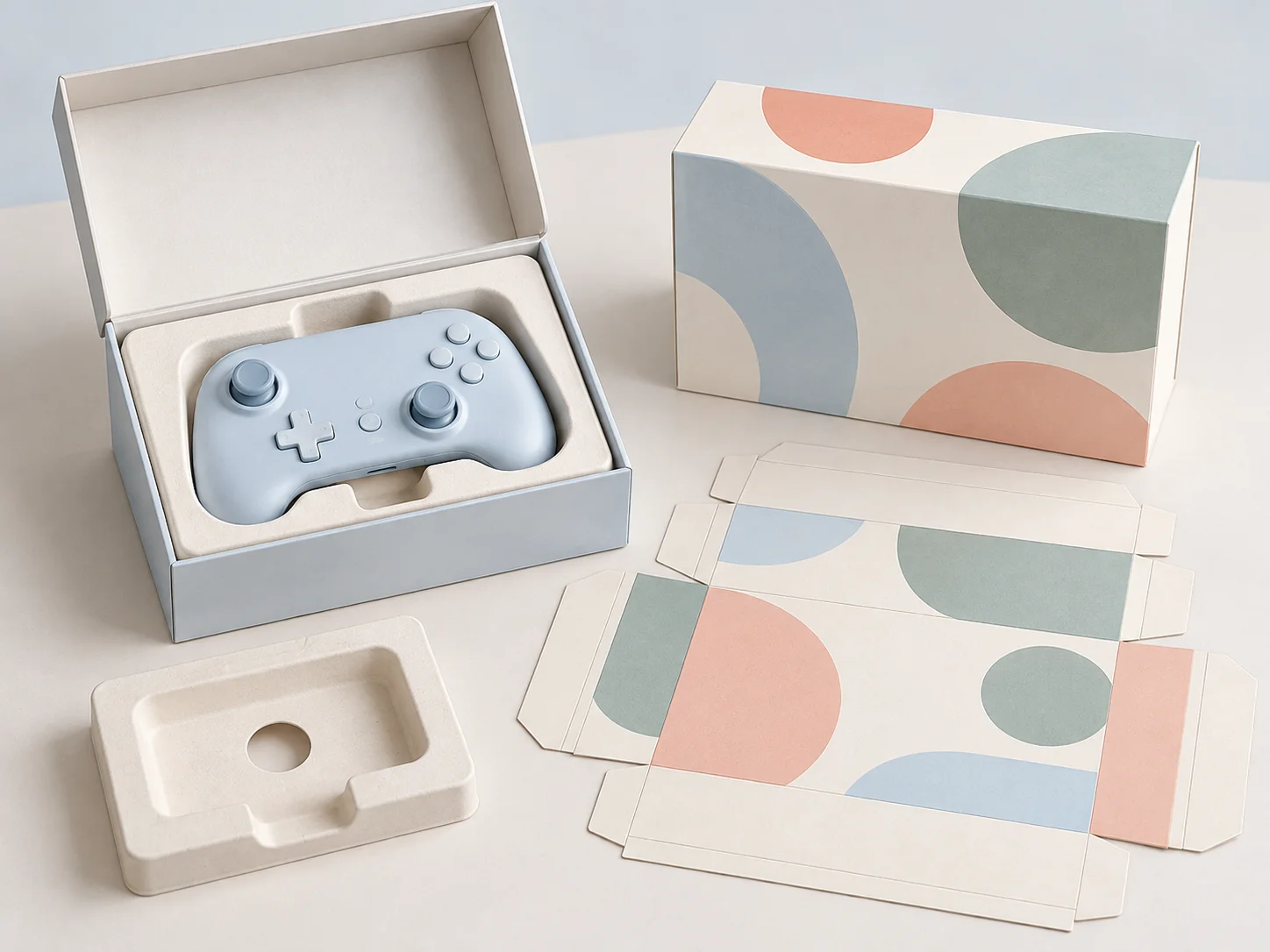 Promotional product packaging sample with fitted insert sleeve and artwork reference
