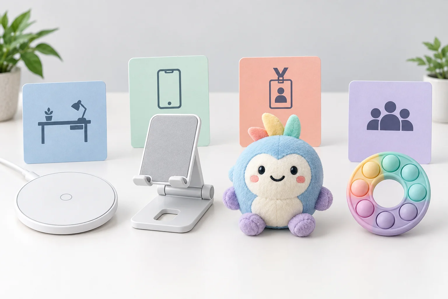 Electronics, mobile accessories, plush and fidget products compared for promotional product selection