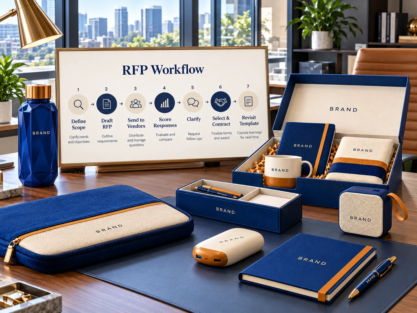 RFP workflow for a branded merchandise program