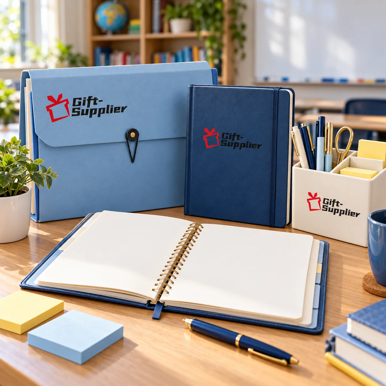 Teacher stationery set with planner, notebook, pens and document folder