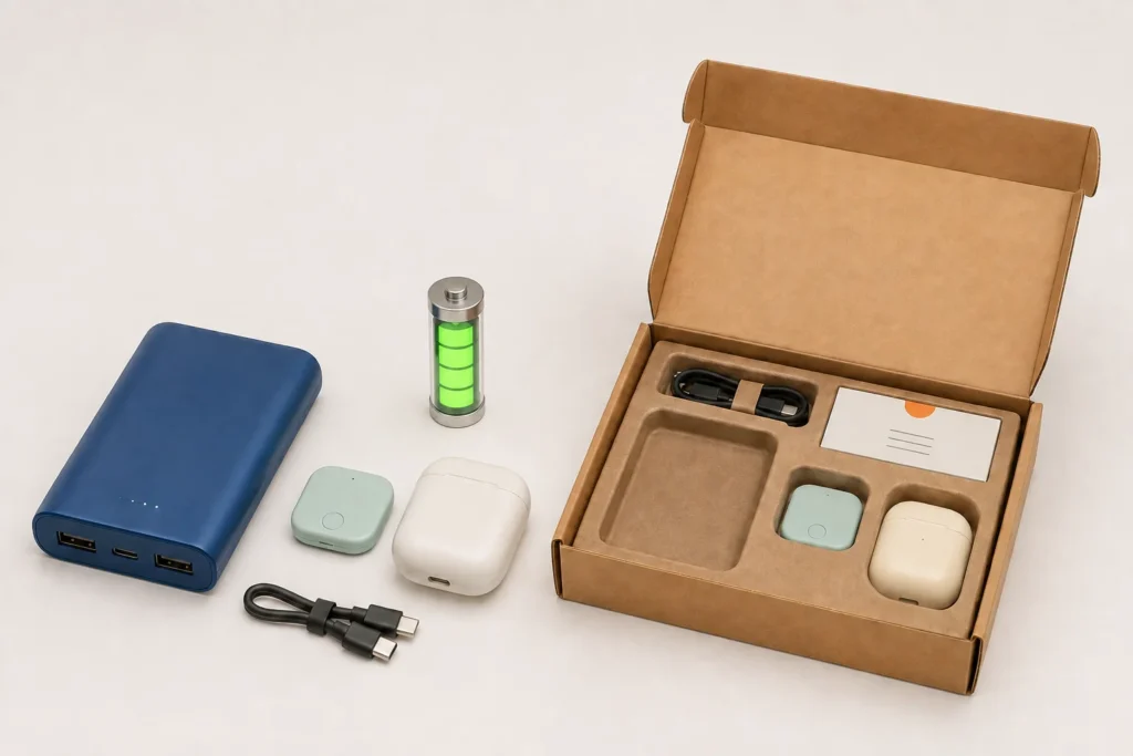 Power bank and transport-sensitive promotional products prepared for additional shipping review