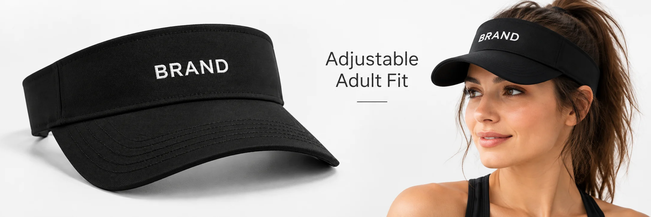 Black visor shown from the front and rear with its adjustment arrangement