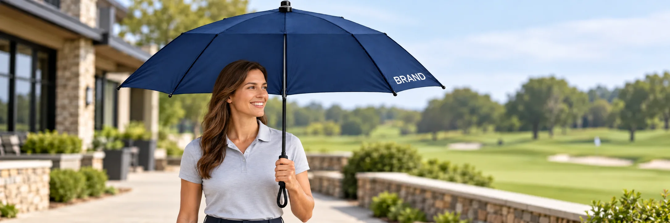 Personalized fiberglass golf umbrellas suit employee gifts, customer appreciation campaigns, corporate golf days and outdoor event merchandise.
