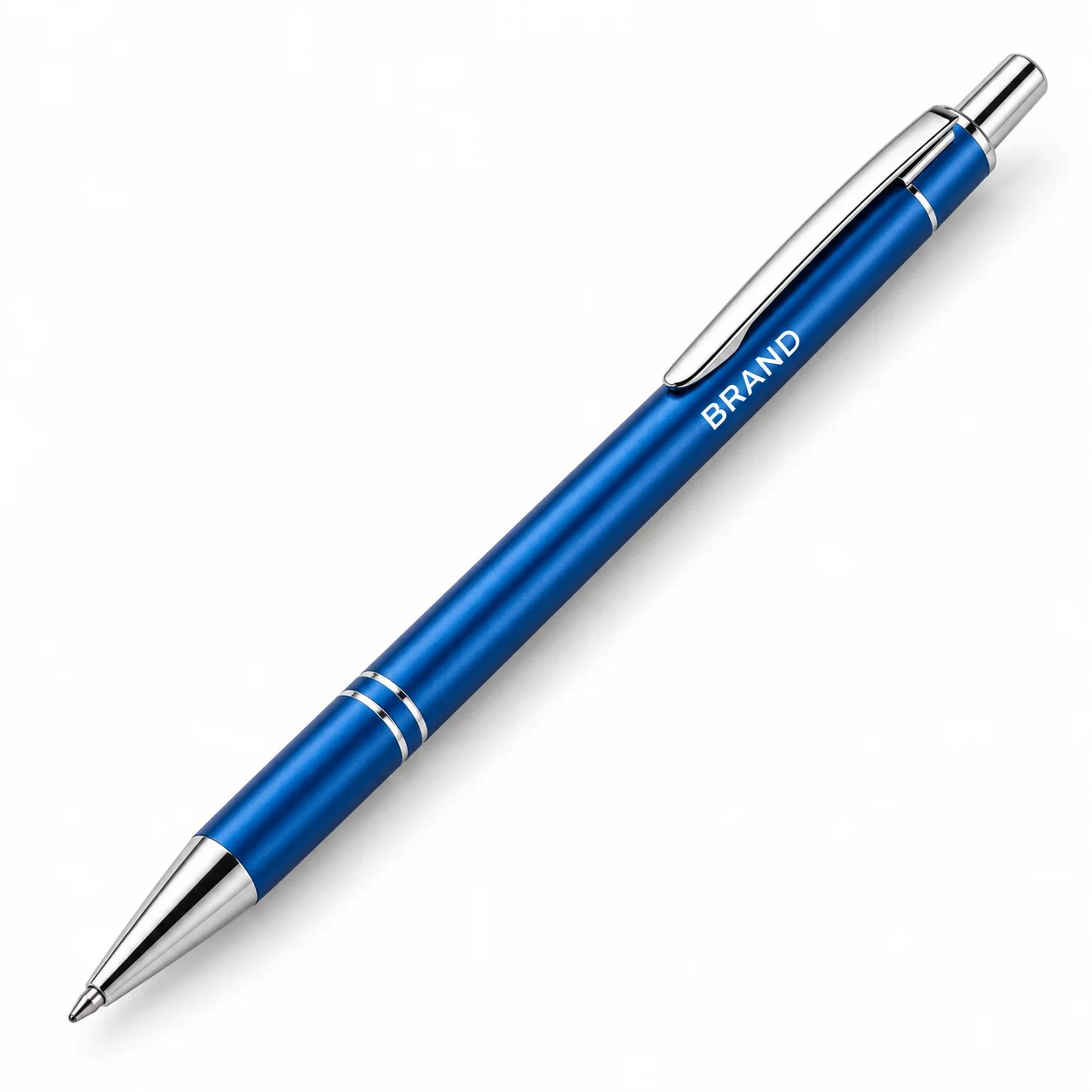 Blue metal ballpoint pen with clip and 1.0 mm writing point